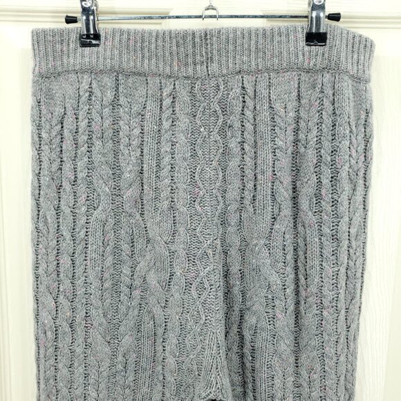 Something Navy Wool/Cashmere Chunky Cable Knit Pull On Lounge Pants L Gray - Picture 6 of 15